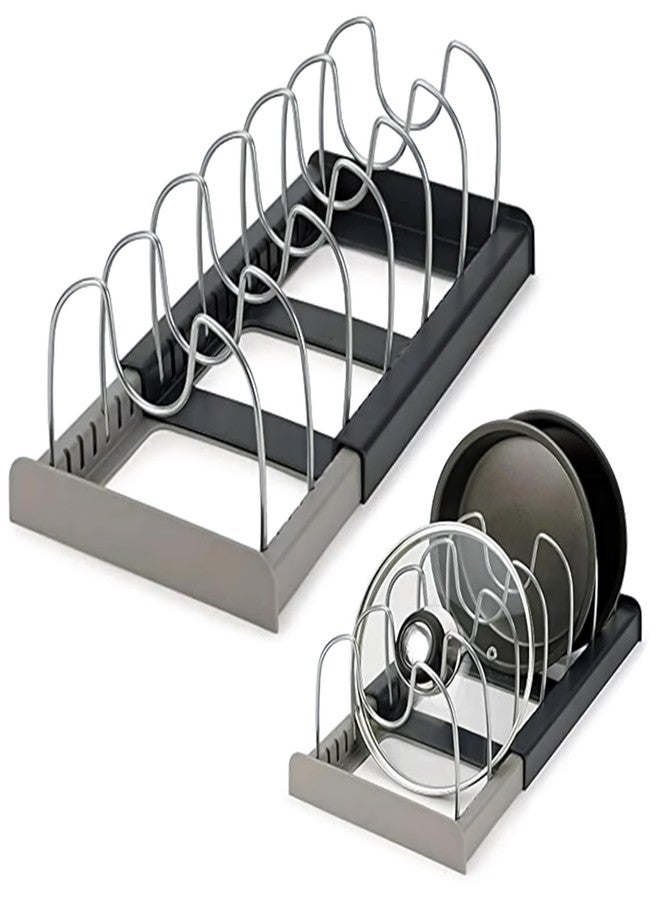 Livzing Expandable Cookware Organizer, Stainless steel Adjustable Dividers for Space saving storage for pan lids, baking trays Pot & Pan Organizers Rack,Pot Lid Organizers,Pot racks,Pot holder,Kitchen - Image 1